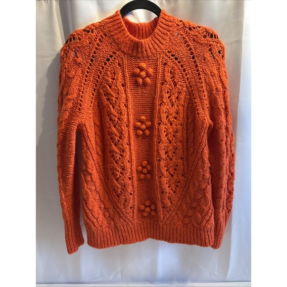 J.CREW Sweaters - J.Crew Sweater‎ Women XS Cable Knit Pointelle Flowers Alpaca Wool Cottage Core